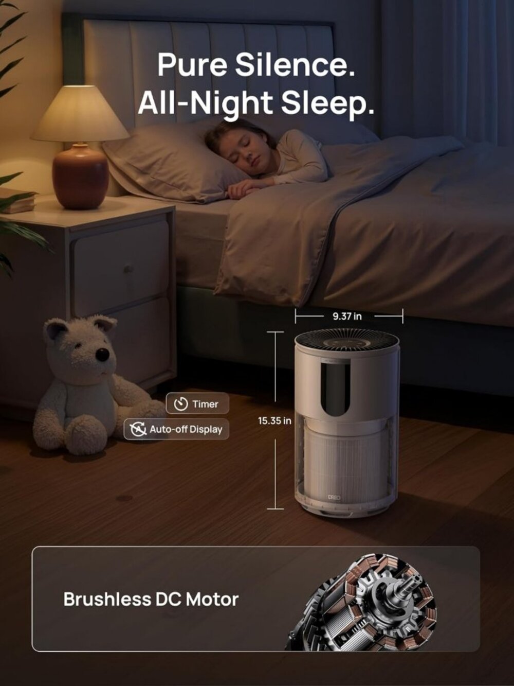 Air Purifier for Large Rooms, HEPA Filter, Sleep Mode, Auto & Turbo, PM2.5 - Picture 8 of 9